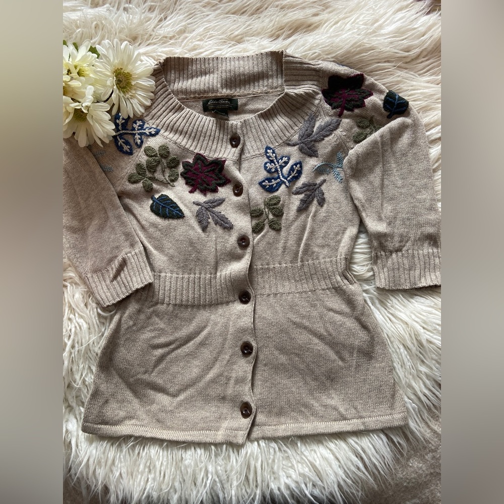 Eddie Bauer Leaf Detail Cardigan